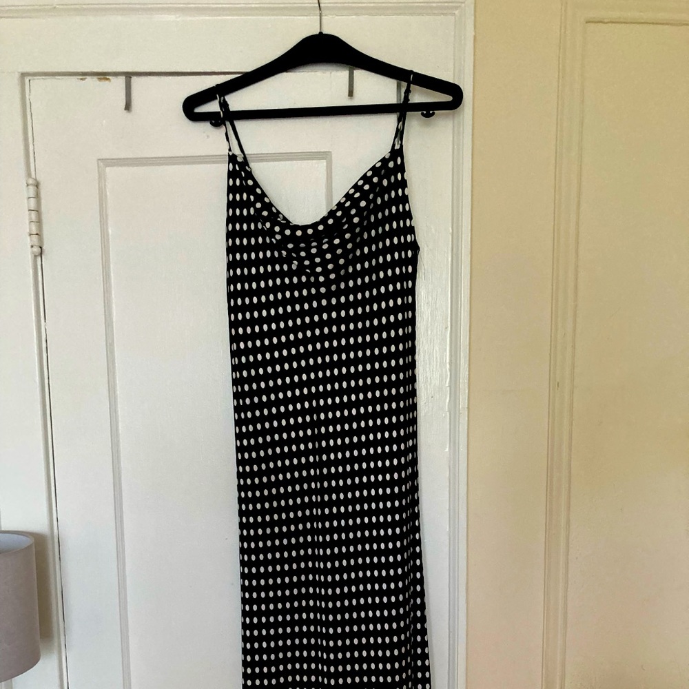 ZARA satin polka dot midi dress ( XL)